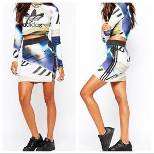 adidas crop top and skirt set
